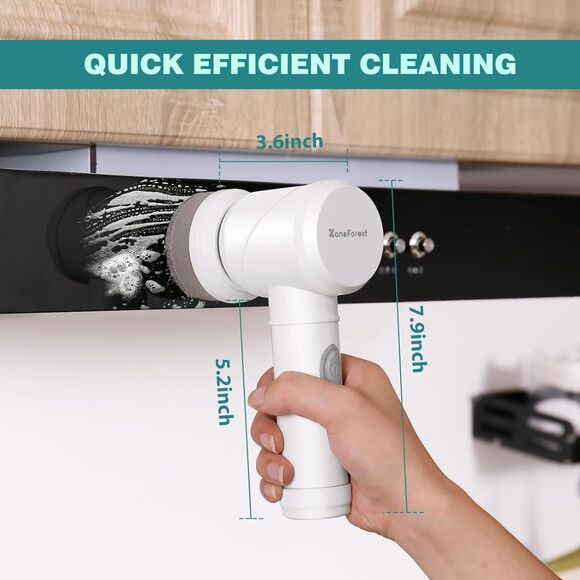 Zane Forest Electric Spin Scrubber – 5 Brush Heads, Cordless, Multi-Room Cleaner - Picture 12 of 12